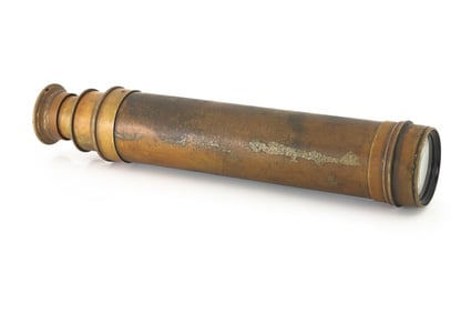 An old brass telescope that was once used by a man who operated an opening bridge, the Spit bridge in Sydney, Australia.